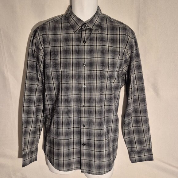 Perry Ellis dress shirt, black and white, 100% Cotton in size Large - Picture 1 of 15